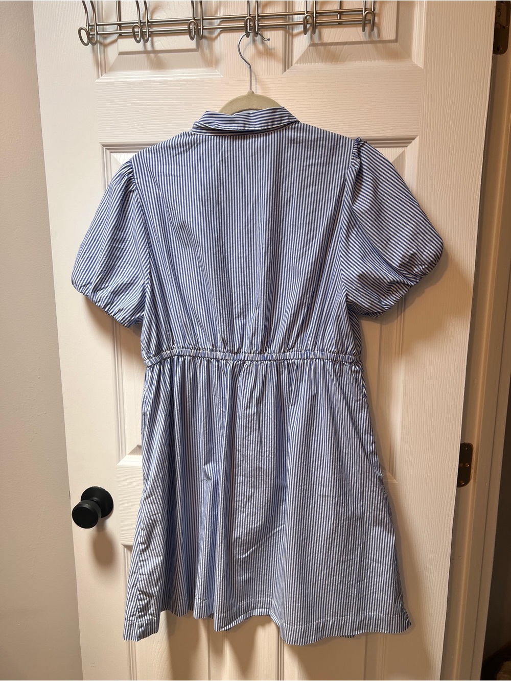 J. Crew Blue and White Striped Mini Shirt Dress - Picture 3 of 5